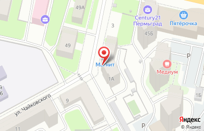 Супермаркет Магнит у дома в Индустриальном районе на карте
