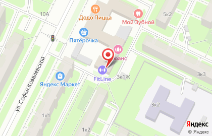 Спортивный клуб FitLine на улице Софьи Ковалевской на карте