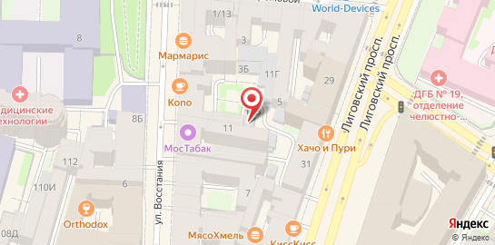Ветеринарный центр Белый Бим на метро Площадь Восстания на карте