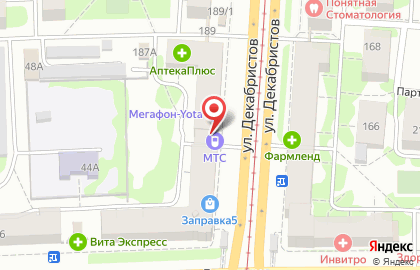 Телекоммуникационная компания МТС на улице Декабристов на карте