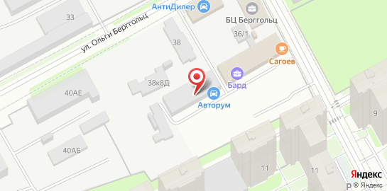 Автосервис Вилгуд на улице Ольги Берггольц на карте