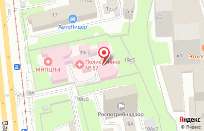 Городская поликлиника №67 на Варшавском на карте