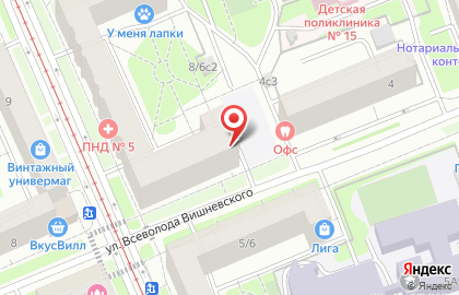 Школа №218 с дошкольным отделением на улице Всеволода Вишневского на карте