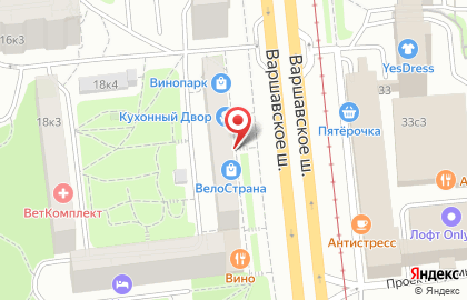 Велосипедный магазин ВелоСтрана на Варшавском шоссе на карте