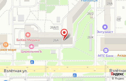 Достоевский на Взлётной улице на карте