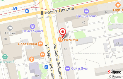 Ресторан быстрого питания Pizza mia на улице Карла Либкнехта на карте