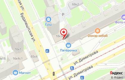 Супермаркет Пятёрочка на улице Димитрова, 18 к 1 на карте