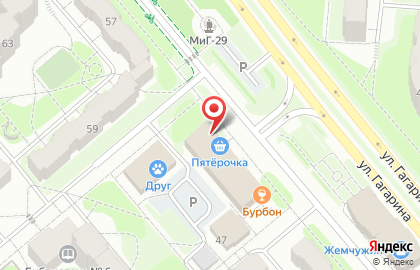 Универсам Пятёрочка на улице Гагарина на карте