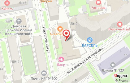 Батенинские бани в Санкт-Петербурге на карте