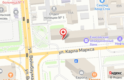 Банкомат АИКБ Енисейский Объединенный Банк на улице Карла Маркса, 62 на карте