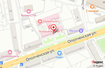 Клиническая поликлиника №1 на Ополченской улице на карте