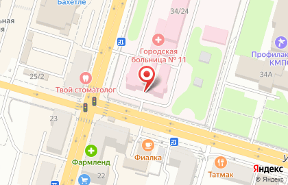 Поликлиника Городская больница №11 на улице Максимова на карте
