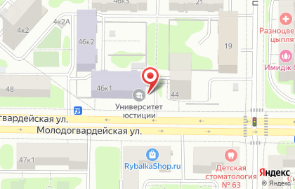 Всероссийский государственный университет юстиции на Молодогвардейской улице на карте
