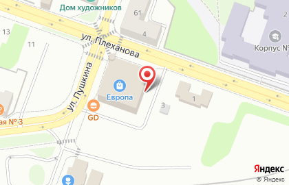 ТЦ Европа на улице Пушкина на карте