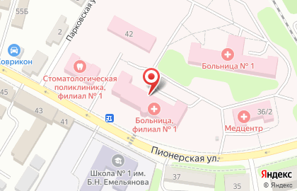 Щекинская Районная Больница на Пионерской улице на карте