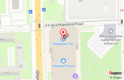 Супермаркет Перекрёсток на Шереметьевской улице на карте