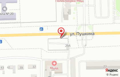 Автостоянка на ул. Пушкина, 29а на карте