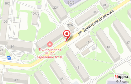 Киоск по продаже печатной продукции на улице Дмитрия Донского на карте