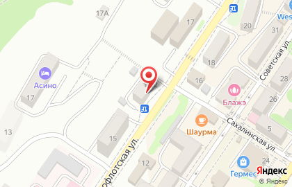 Корсаковская центральная районная больница на Краснофлотской улице на карте