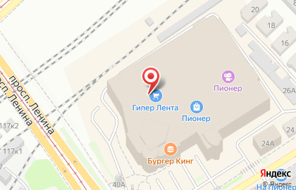 Гипермаркет Лента в Октябрьском районе на карте