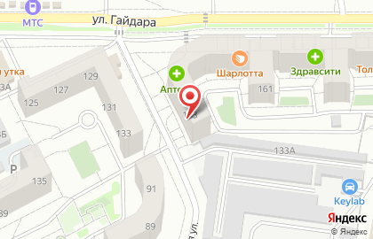 Магазин овощей и фруктов на улице Гайдара на карте