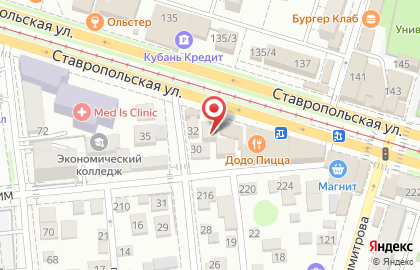 Хостел Краснодар Ставропольская на карте