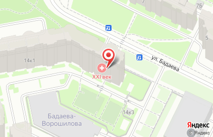Центр семейной медицины XXI Век на улице Бадаева на карте