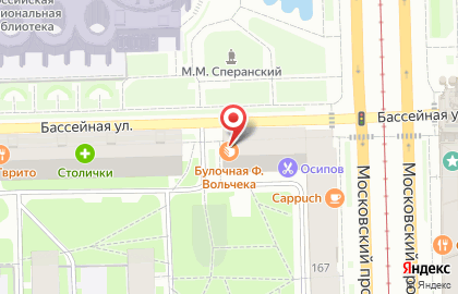 Булочные Ф. Вольчека на Бассейной улице на карте