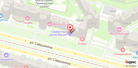 Сервисный центр Recom на улице Савушкина на карте