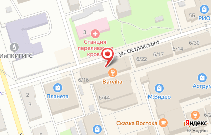Магазин тканей и постельных принадлежностей и постельных принадлежностей на улице Островского на карте
