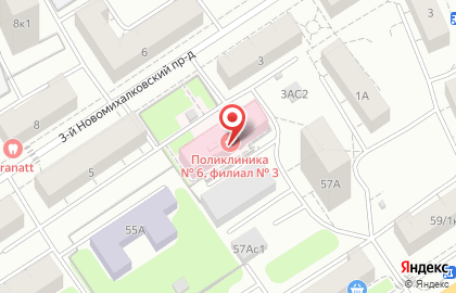 Городская поликлиника №6 в 3-м Новомихалковском проезде на карте