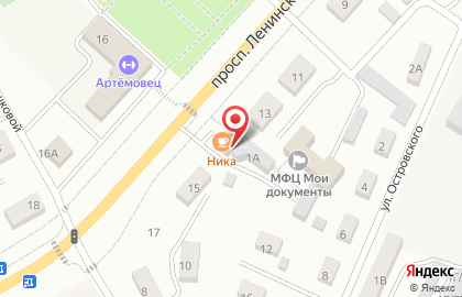 Кафе-столовая Ника на проспекте Ленинского Комсомола на карте