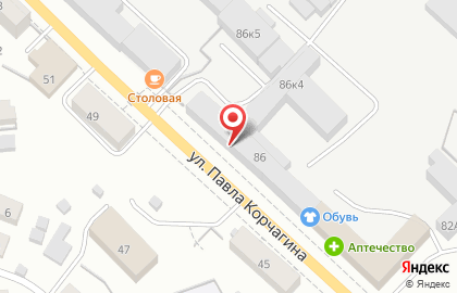 Магазин продуктов на улице Павла Корчагина на карте