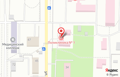 Поликлиника Городская больница №1 на улице Борьбы в Копейске на карте