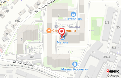 Сеть супермаркетов Магнит в Центральном районе на карте