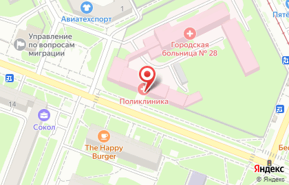 Городская больница №28 на улице Чаадаева на карте