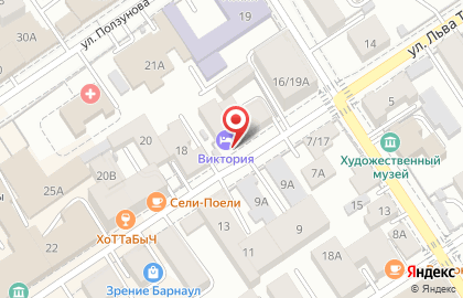 Гостиница Виктория в Барнауле на карте