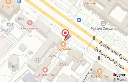Кафе-кулинария Брусника на Зубовском бульваре на карте
