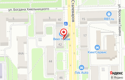 Сеть магазинов разливного пива ПивСтанция на улице Сталеваров на карте