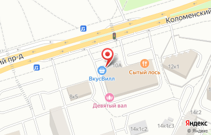 Супермаркет здорового питания ВкусВилл в Коломенском проезде на карте