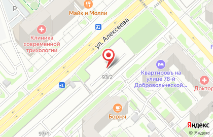 Автостоянка на ул. Алексеева, 93/2 на карте