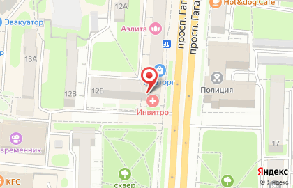 Медицинская компания Инвитро на проспекте Гагарина на карте