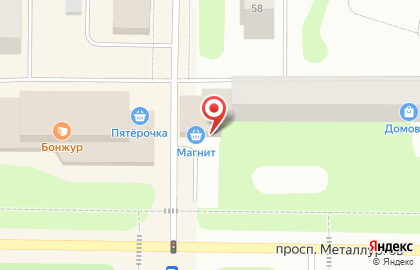 Супермаркет Магнит на проспекте Металлургов на карте
