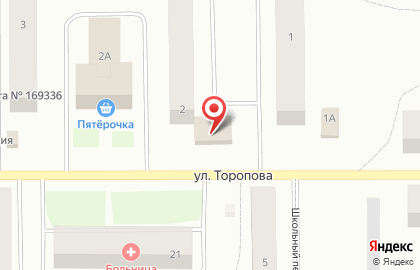 Продовольственный магазин Опора на улице Торопова на карте