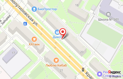Супермаркет Дикси на Краснопутиловской улице на карте
