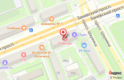 Медицинская компания Инвитро на Заневском проспекте на карте
