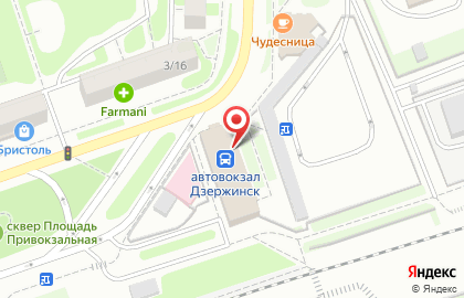 Киоск по продаже печатной продукции, г. Дзержинск на Привокзальной площади на карте