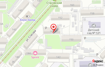 Продовольственный магазин на ул. Стасова, 148 на карте