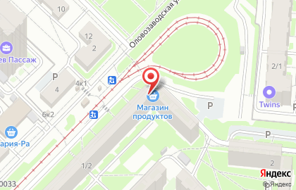 Продовольственный магазин Янтарь на Оловозаводской улице на карте