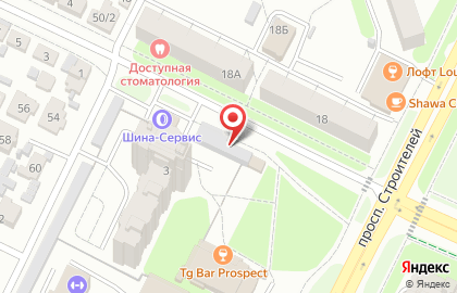 Шиномонтажная мастерская на проспекте Строителей на карте